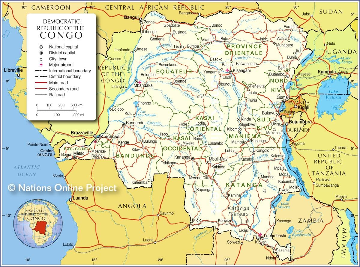 mappa della repubblica democratica del congo