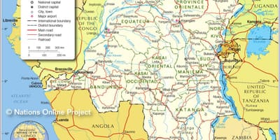 Mappa della repubblica democratica del congo